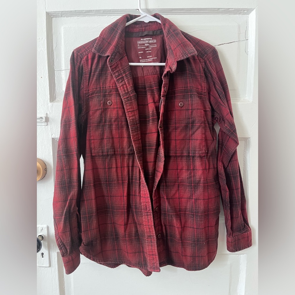 REI Cooperative red & black/brown flannel shirt ||women’s medium